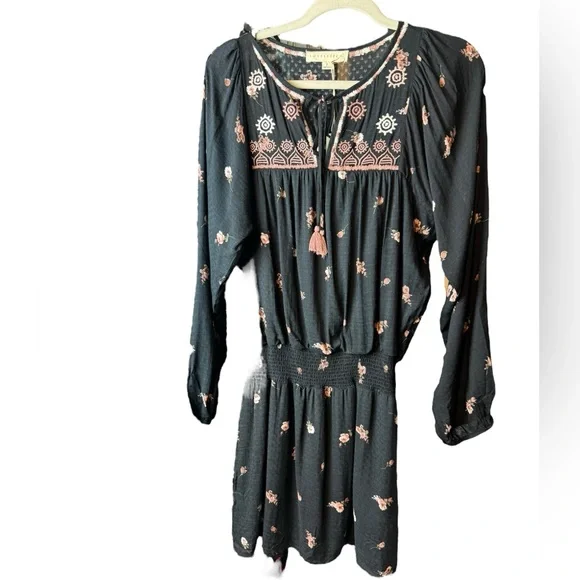 lovestitch Dresses Nwt Lovestitch Black Embroidered Floral